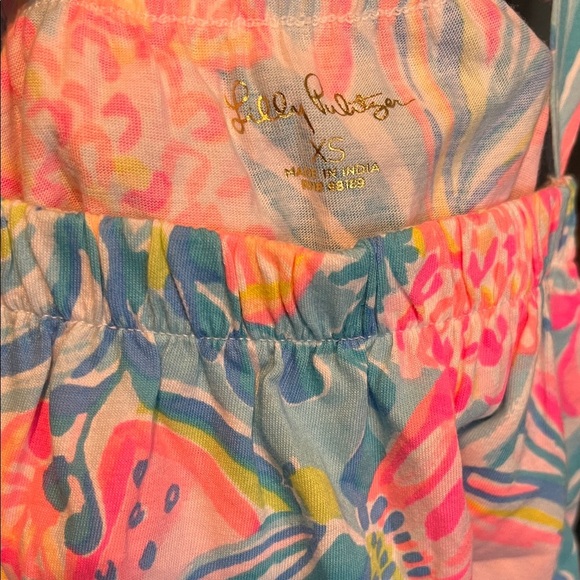 Lilly Pulitzer Benita Multi Tropical Punch Tank Top Pom Pom Beach Ruffle XS - Picture 2 of 5